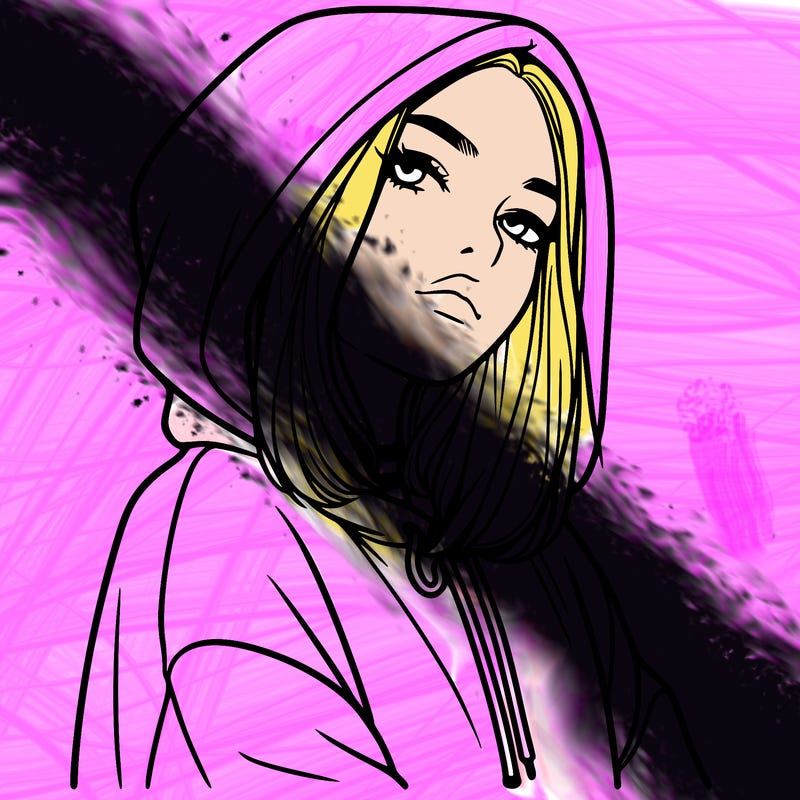 a realistic girl in a hoodie