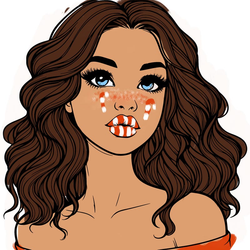 realistic girl with wavy hair and lips