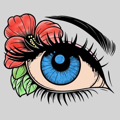 realistic eye with flower