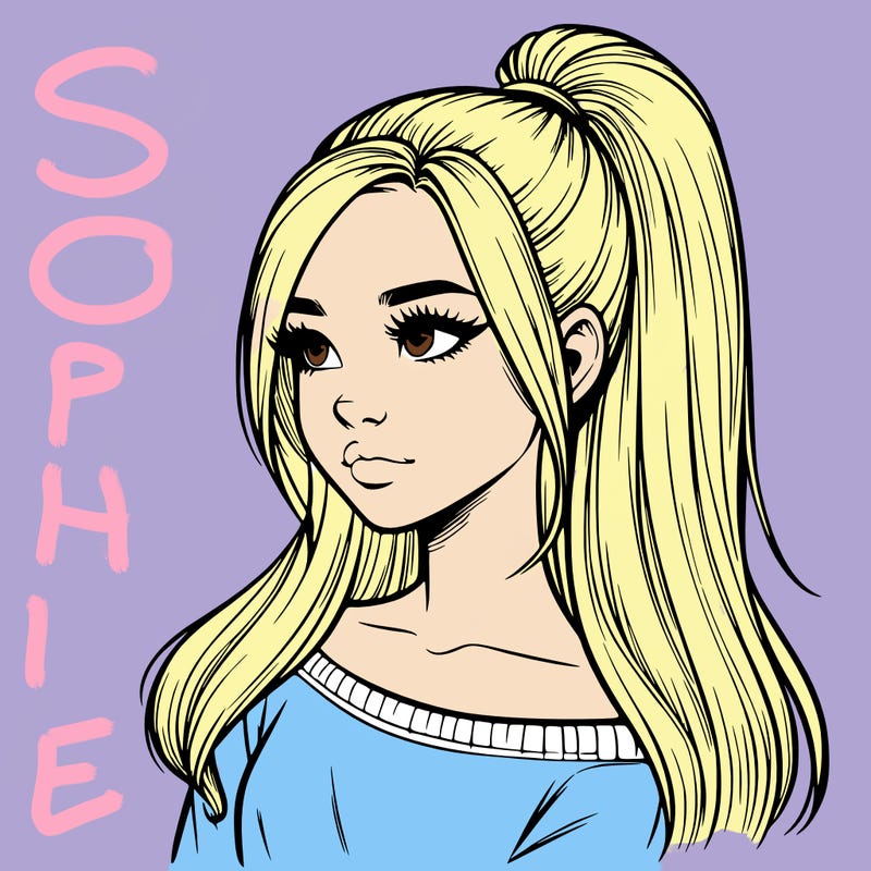 realistic girl with a high ponytail