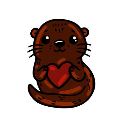 otter with a heart