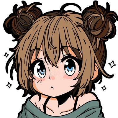 a manga girl with messy small buns