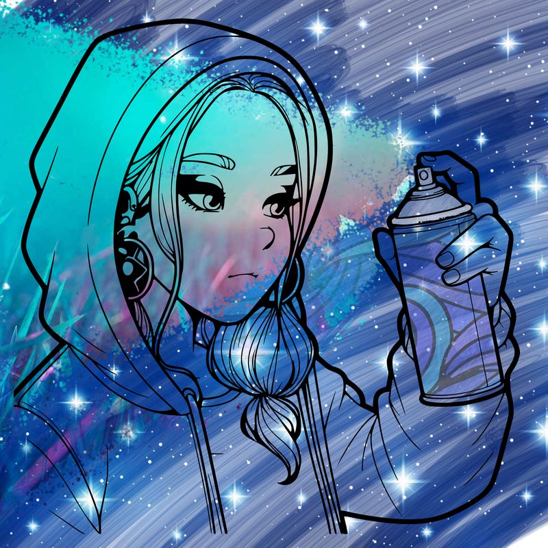 a realistic girl, spray painting