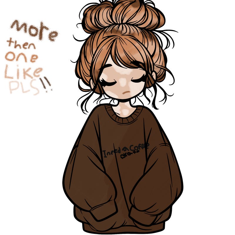 girl with baggy sweatshirt and messy bun