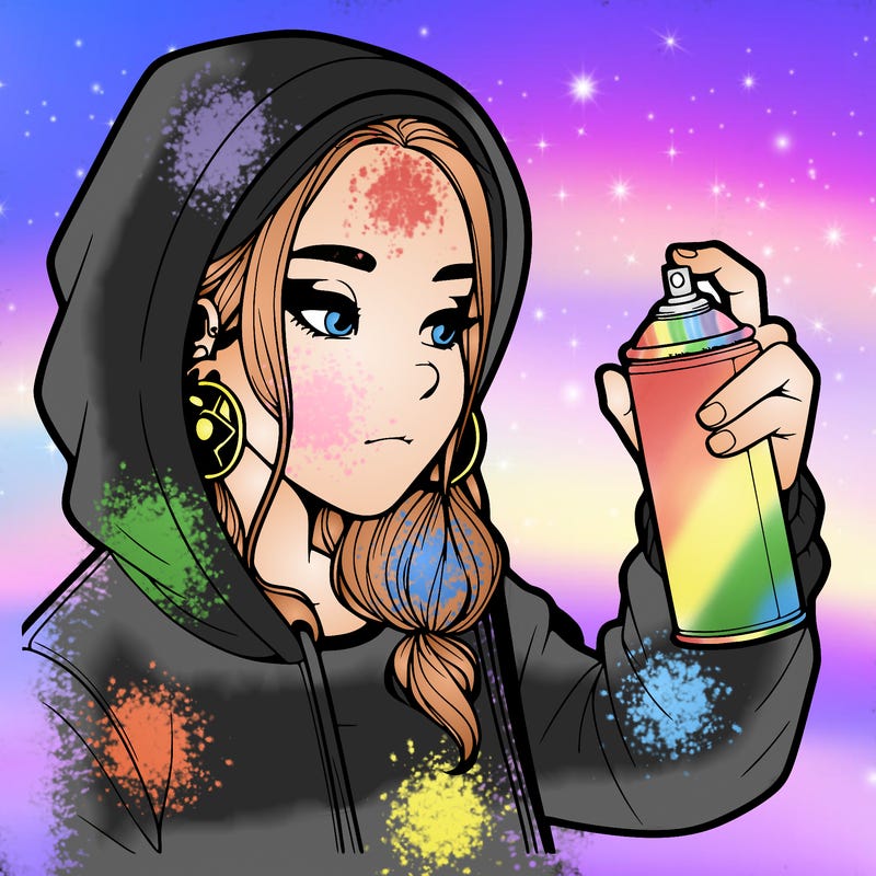 a realistic girl, spray painting