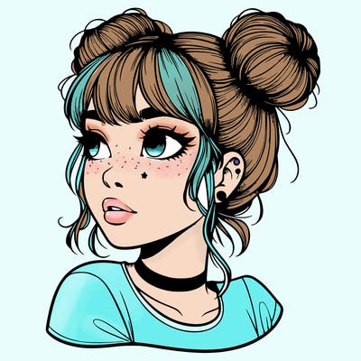 realistic girl with spacebuns