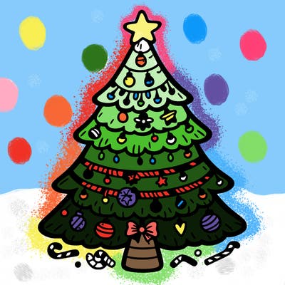 christmas tree with lots of details