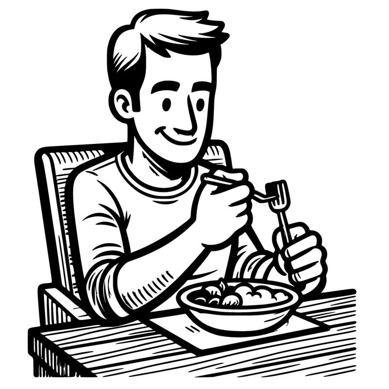man eating dinner