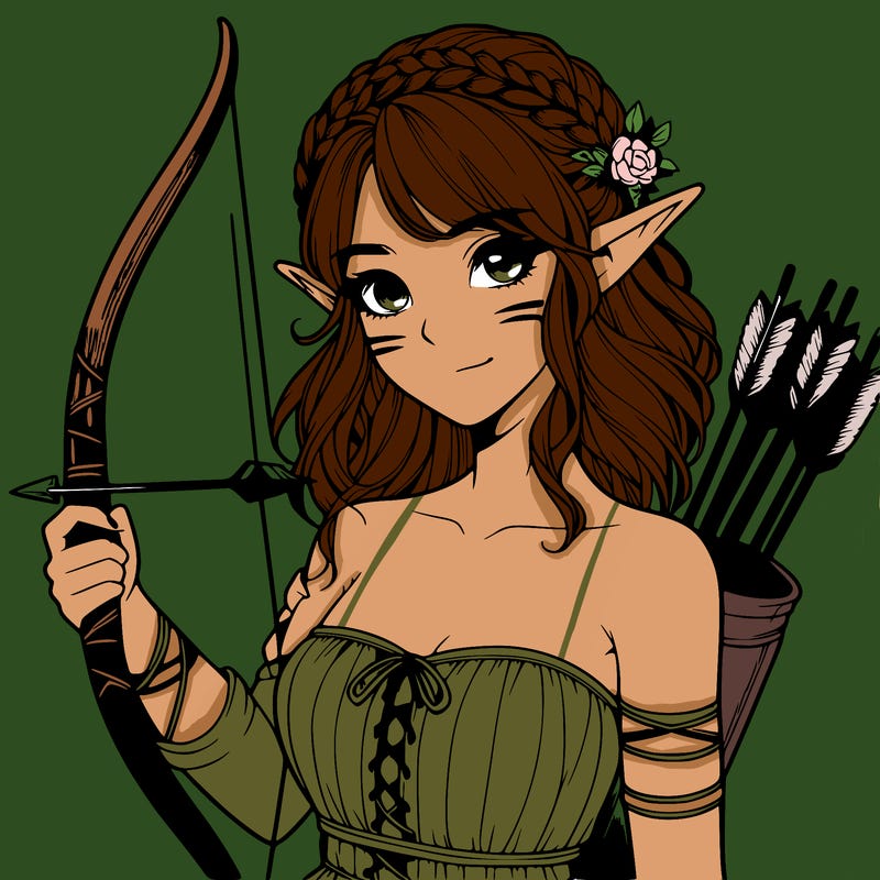 realistic elf girl with bow and arrows