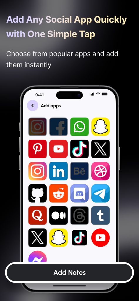 Parallel Space 2026 - Interfaz que muestra una cuadrícula de iconos populares de redes sociales para clonar y usar cuentas duales en Parallel Space 2026