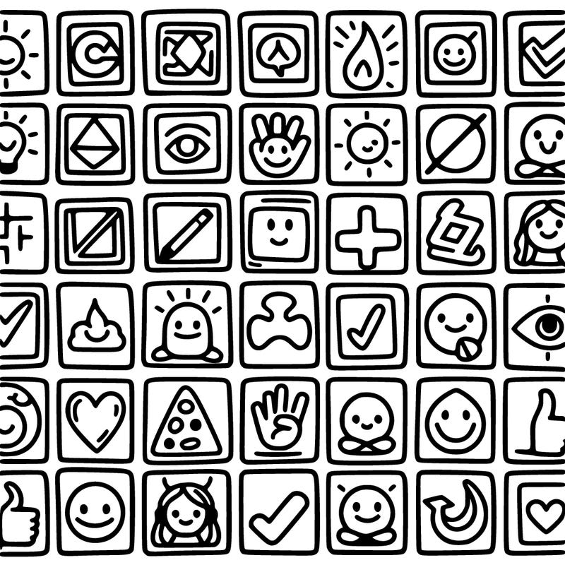 many square with each has a symbol