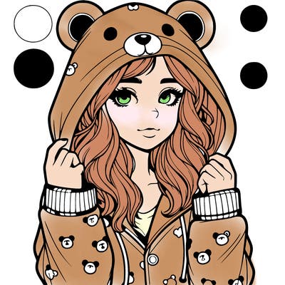 realistic girl in a animal pjs hoodie