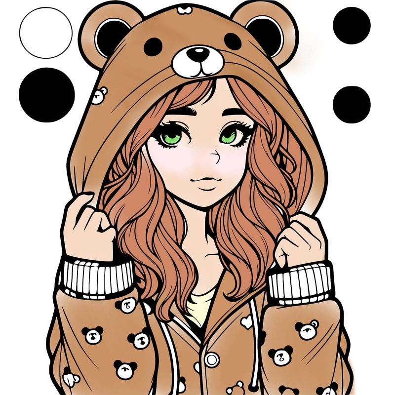realistic girl in a animal pjs hoodie
