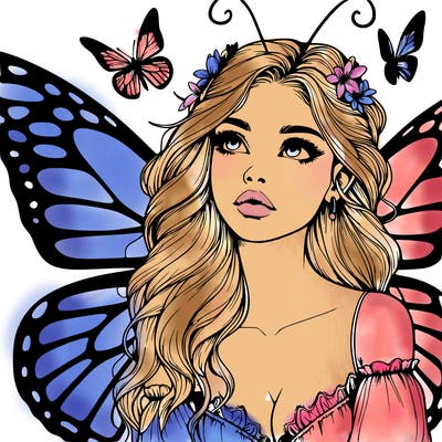 butterfly fairy realistic girl
