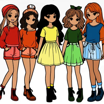 a group of five girls