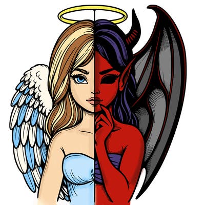 realistic angel half demon