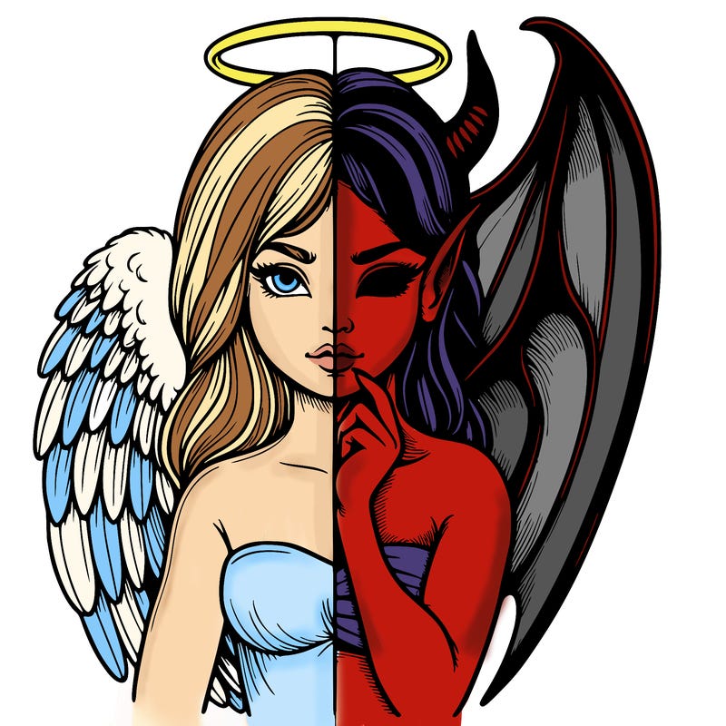 realistic angel half demon