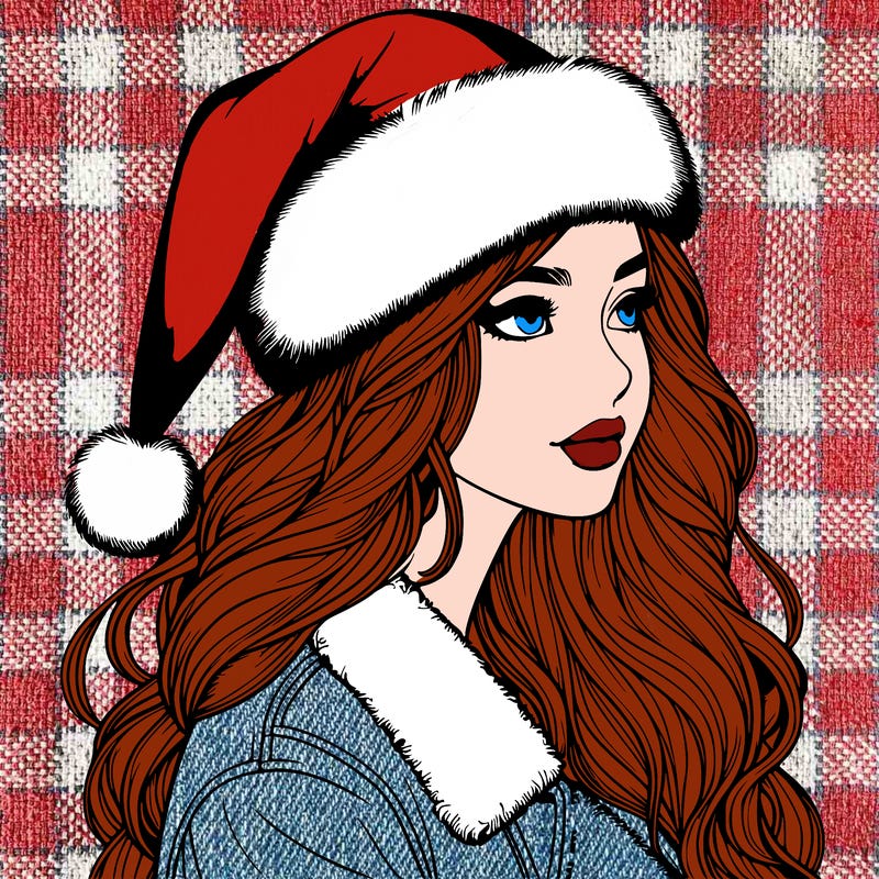 realistic girl in santa hat