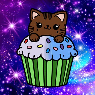 cat in a cupcake