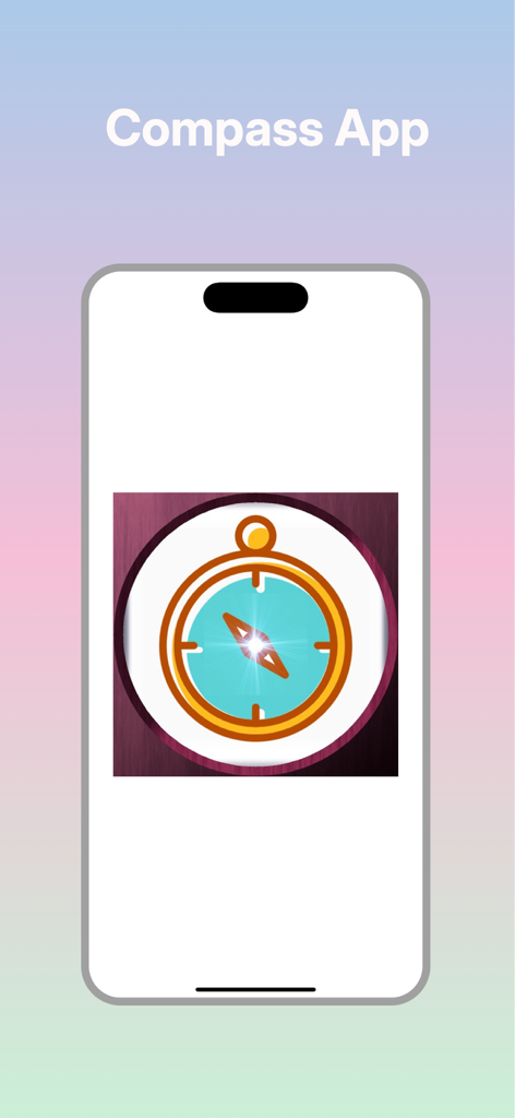 Compass 360-Degree Direction app interface showing a large clear compass icon on a mobile device