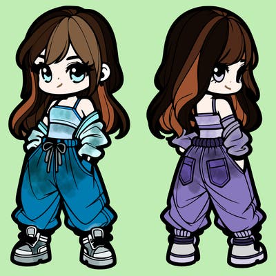 girl in crop top and baggy pants