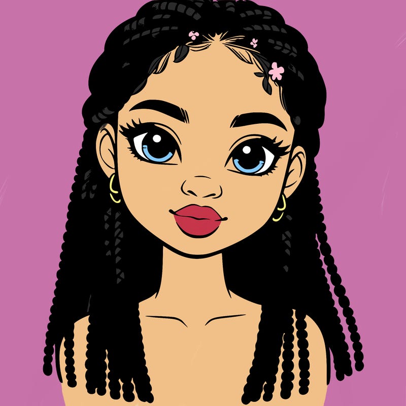 a realistic black girl with braids