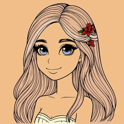 realistic girl with beautiful long hair