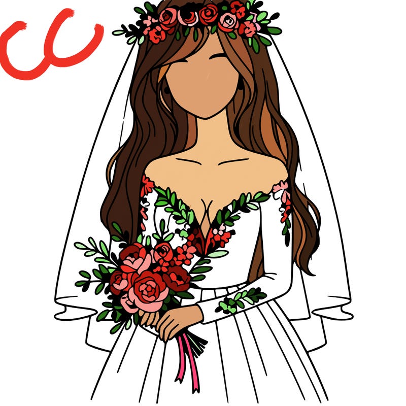 women in wedding dress with flower crown