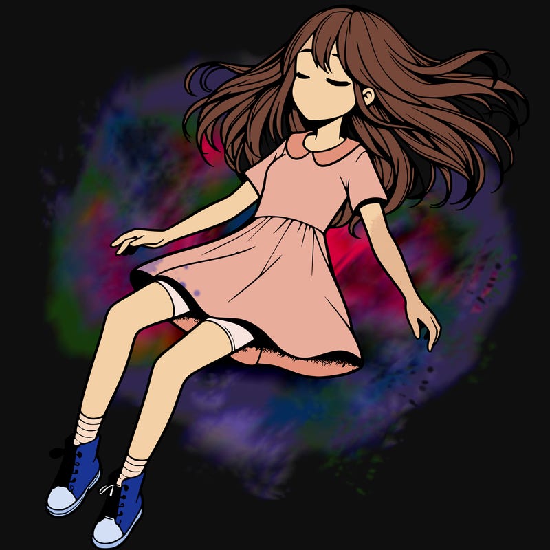 realistic girl floating