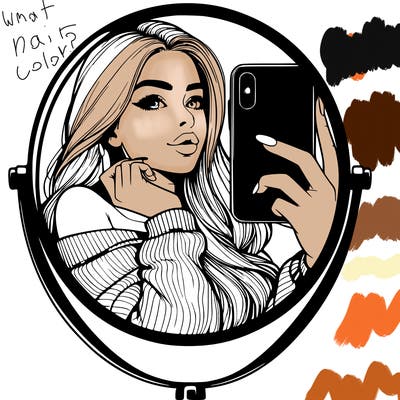 realistic girl taking mirror selfie beautiful