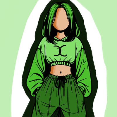 realistic girl faceless with baggy pants and a crop top