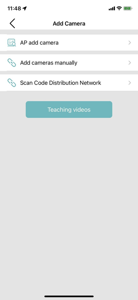 JXLCAM 网络视频监控系统 - JXLCAM app setup screen showing options to add a camera manually via AP mode or QR code scanning.