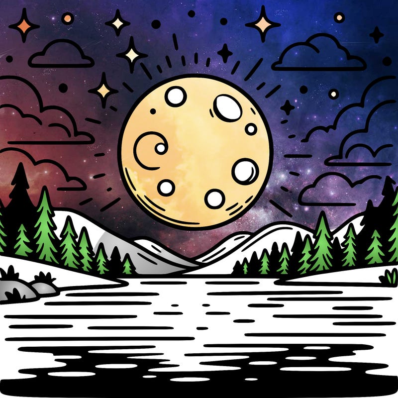 moonlight shining on a lake