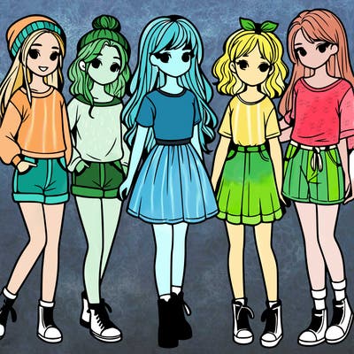 a group of five girls