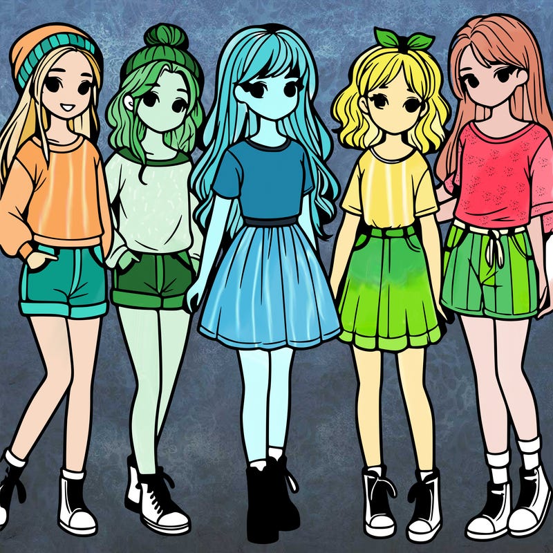 a group of five girls