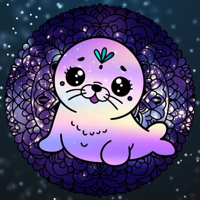 a cute baby seal mandala
