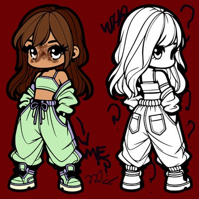 girl in crop top and baggy pants