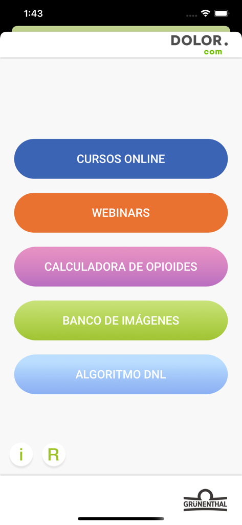 App Dolor.com - Panel principal de App Dolor.com para profesionales de la salud con herramientas clínicas para el manejo del dolor.