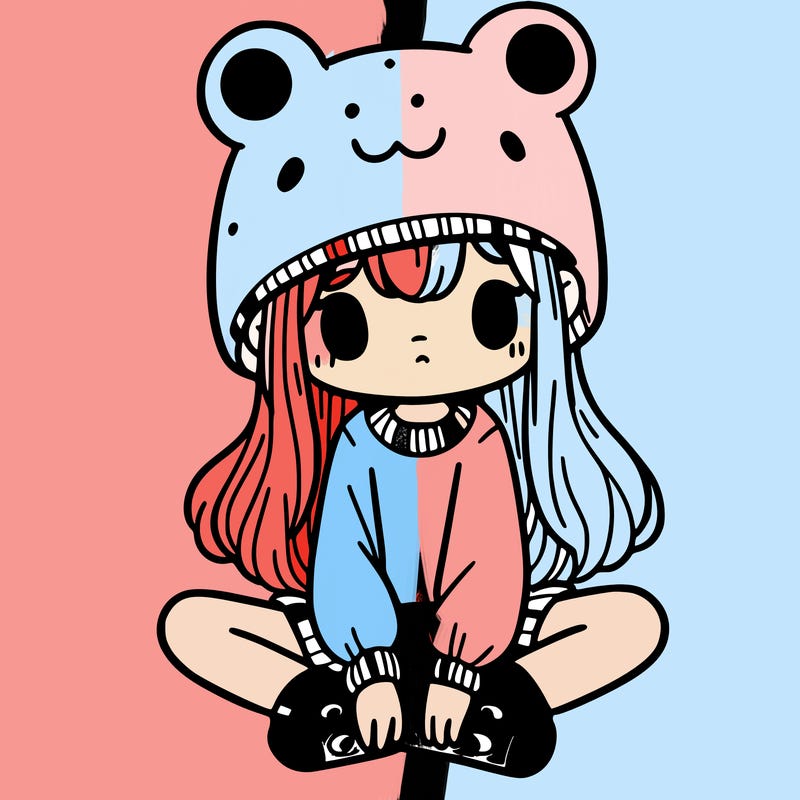 a girl wearing a frog hat and some frog socks