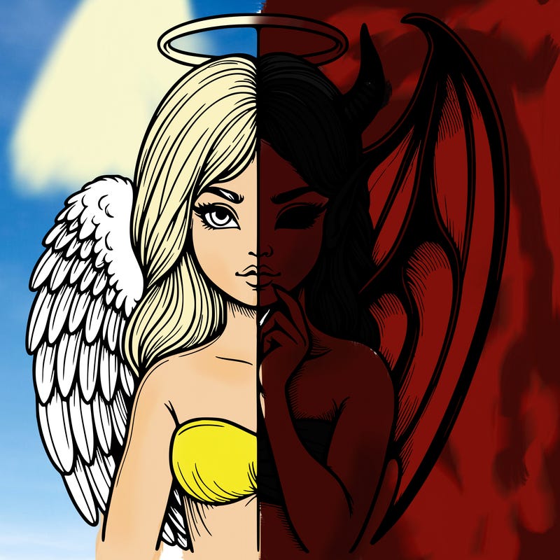 realistic angel half demon