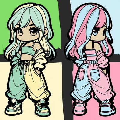 girl in crop top and baggy pants