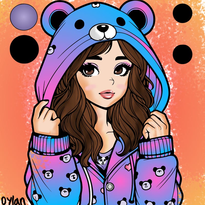 realistic girl in a animal pjs hoodie