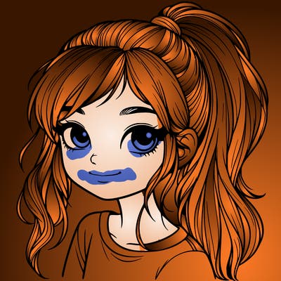 realistic girl with ponytail