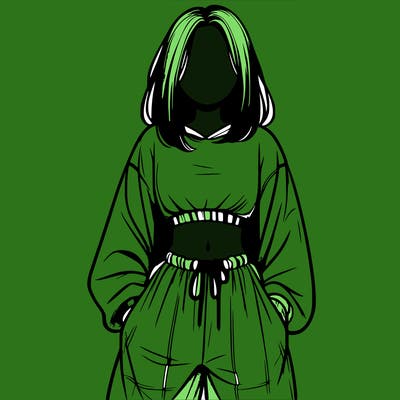 realistic girl faceless with baggy pants and a crop top