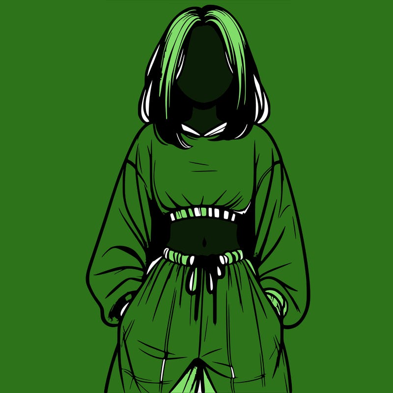 realistic girl faceless with baggy pants and a crop top