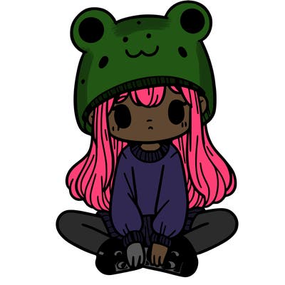 a girl wearing a frog hat and some frog socks