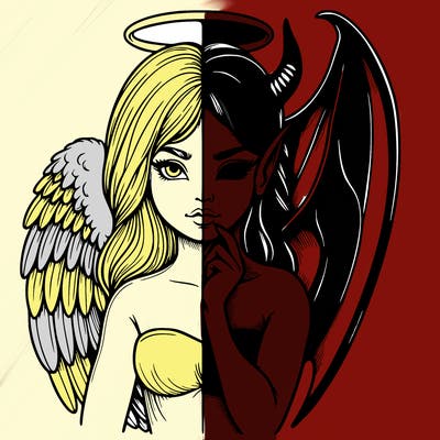 realistic angel half demon