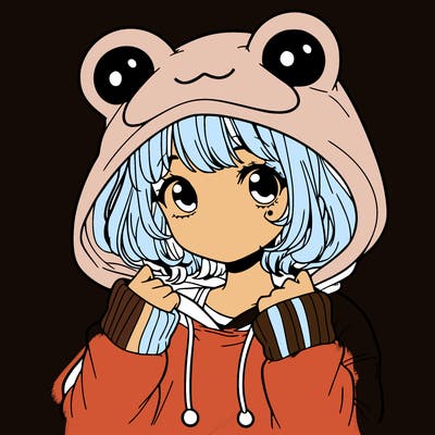 a cute teenage girl wearing a frog hoodie