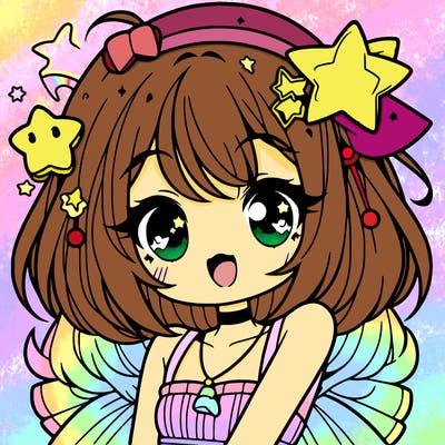 cute anime girl with star accessories