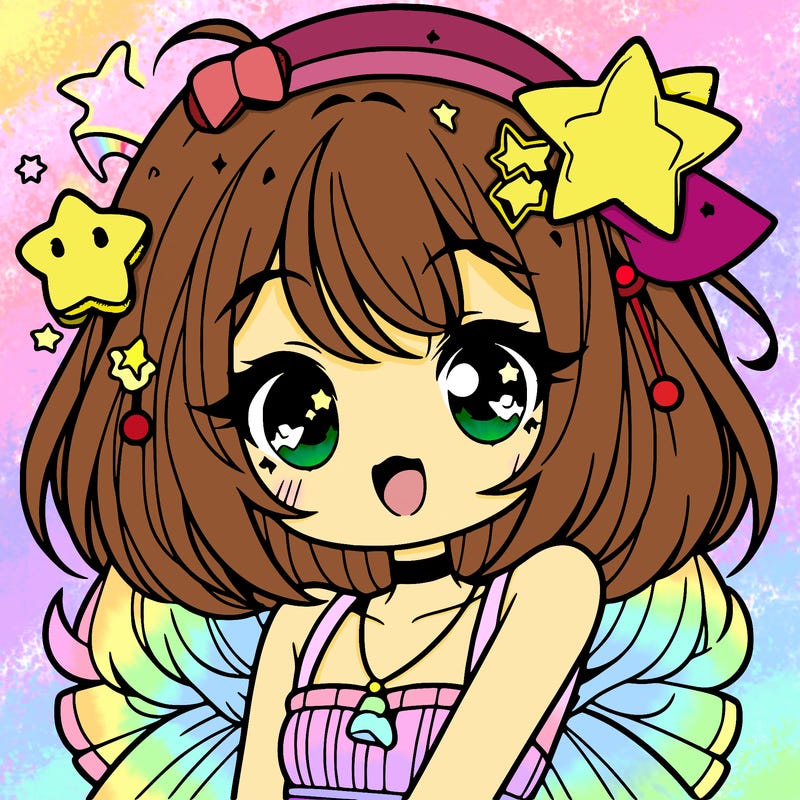 cute anime girl with star accessories